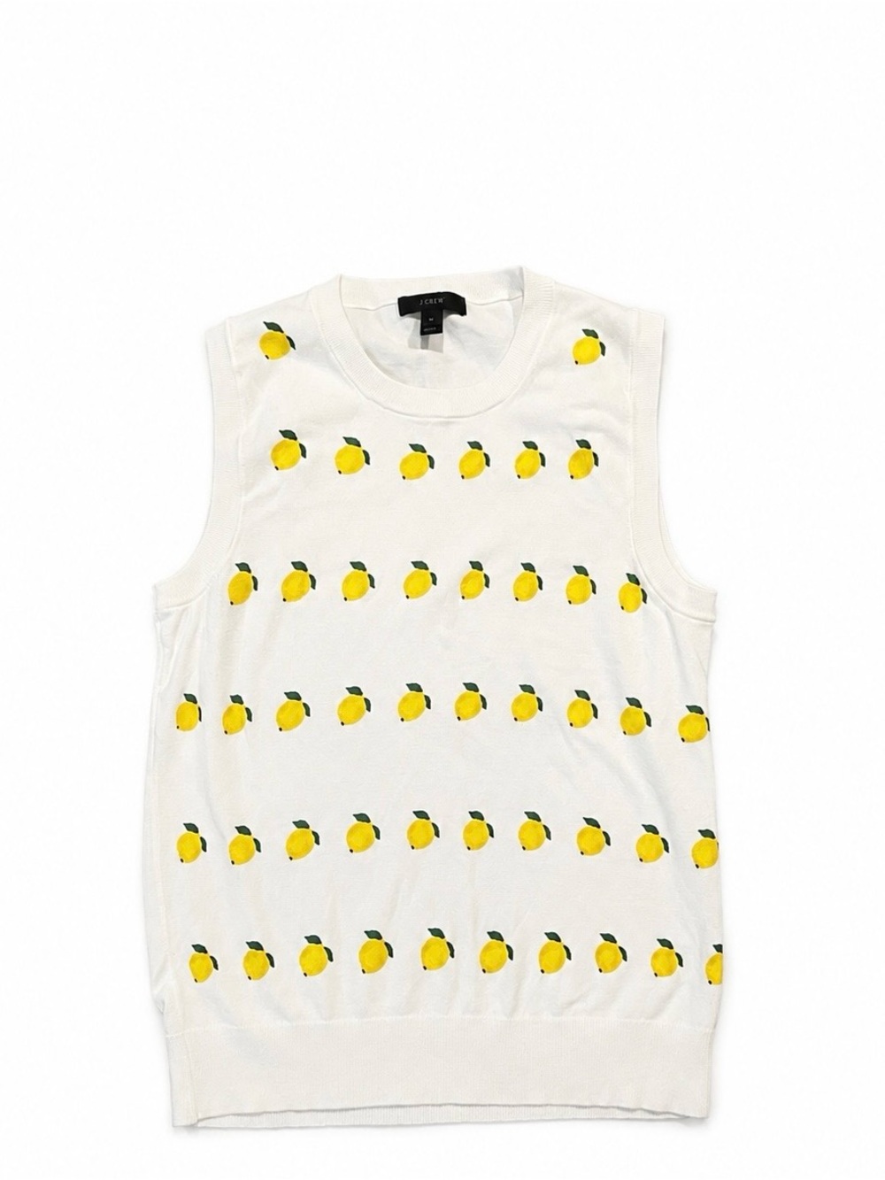 J. Crew white  Sleeveless Knit Top with Yellow Lemon Motif